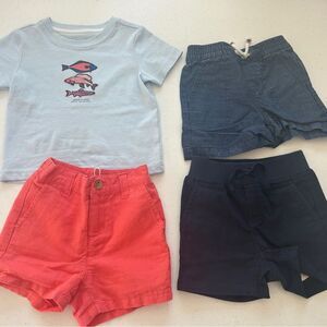 Janie and Jack 3 T-shirt and 1 Short 6-12M Bundle, Cotton, Baby Warm Weather